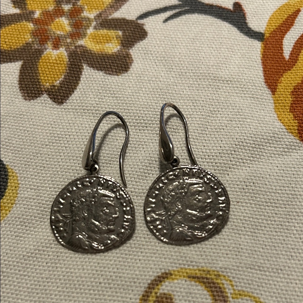 Silver Coin Drop Earrings